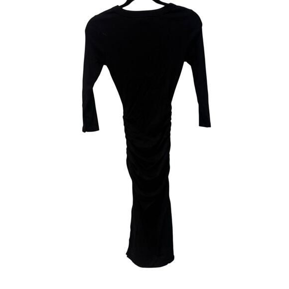 Michael Stars Christina 3 Quarter Sleeve Midi Dress Ultra Rib Black Size XSP NWT - Picture 5 of 12